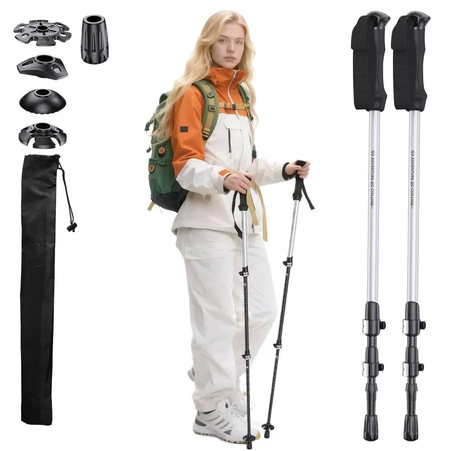 Foldable carbon fiber trekking poles, lightweight but robust, with EVA grip, for men and women hikers