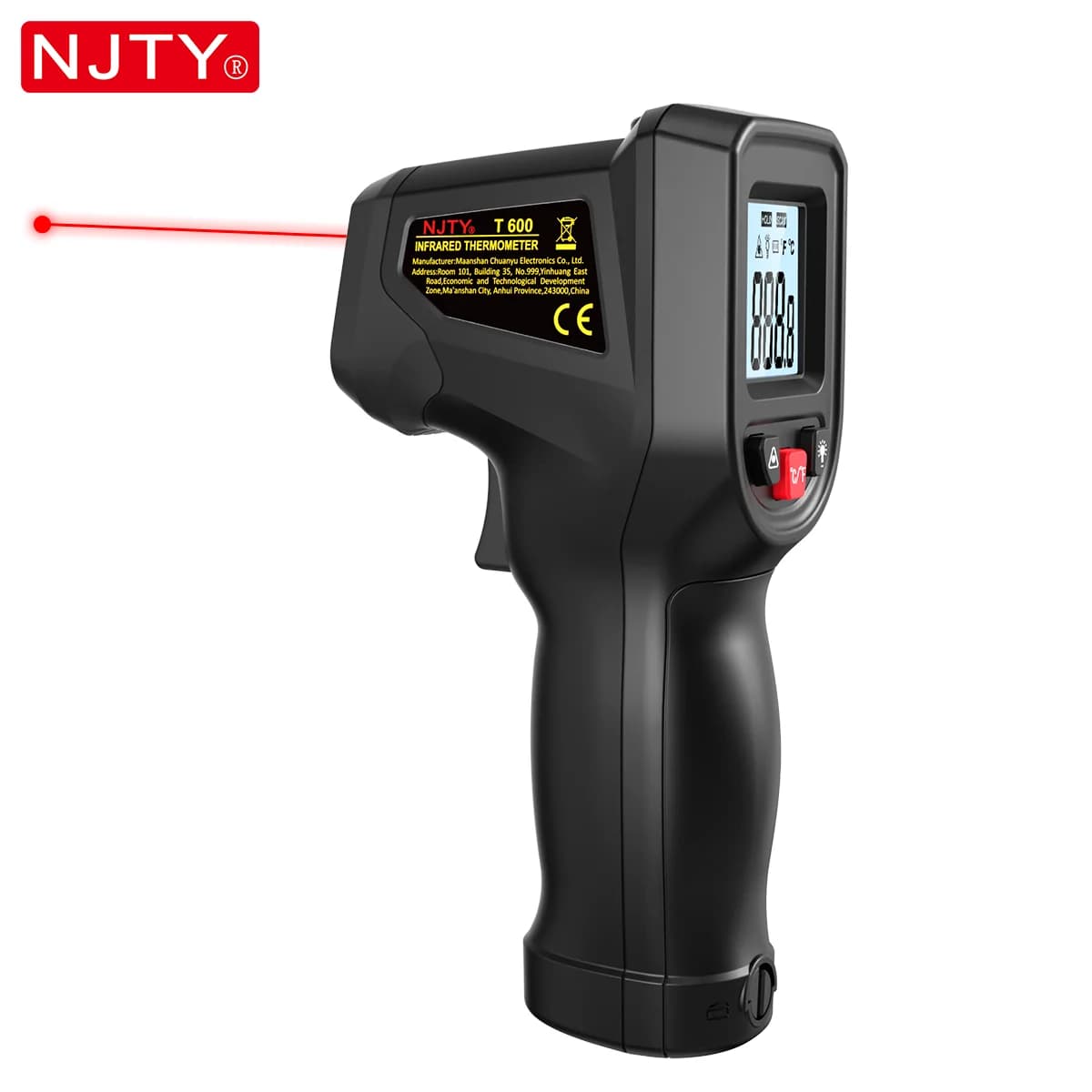 NJTY T600 Termometro a infrarossi senza contatto -58 ° Da F a 1112 ° F Pistola termica laser industriale professionale per cucinare a casa