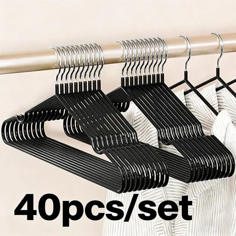 40pcs Set Clothes Hangers Metal Non-slip Hanger Anti-slip Clothes Coat Racks Adult Hanger Space-saving Wardrobe Organization