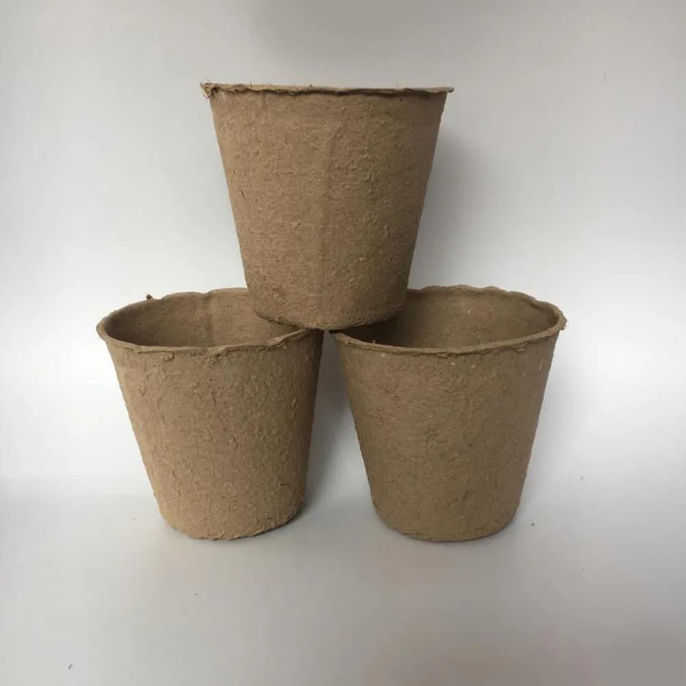 20Pcs Biodegradable Paper Pulp Nursery Cups Eco-Friendly Degradable Seed Starting Pots for Tomatoes Cucumbers Flowers Garden