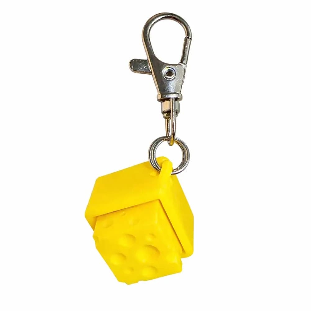 Nuovo Divertente Portachiavi Clicker a Forma di Formaggio, Gadget Portatile con Suono a Pressione, Portachiavi a Forma di Tastiera Meccanica, Gadget da Dito