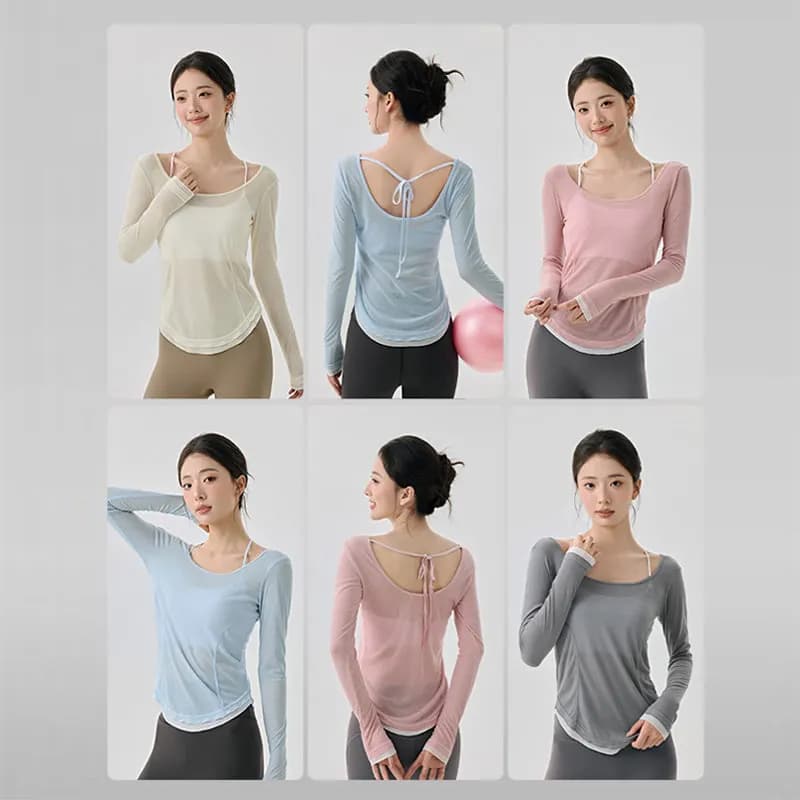 Yoga clothing, women's top slim fit long sleeves, breathable, for outdoor use