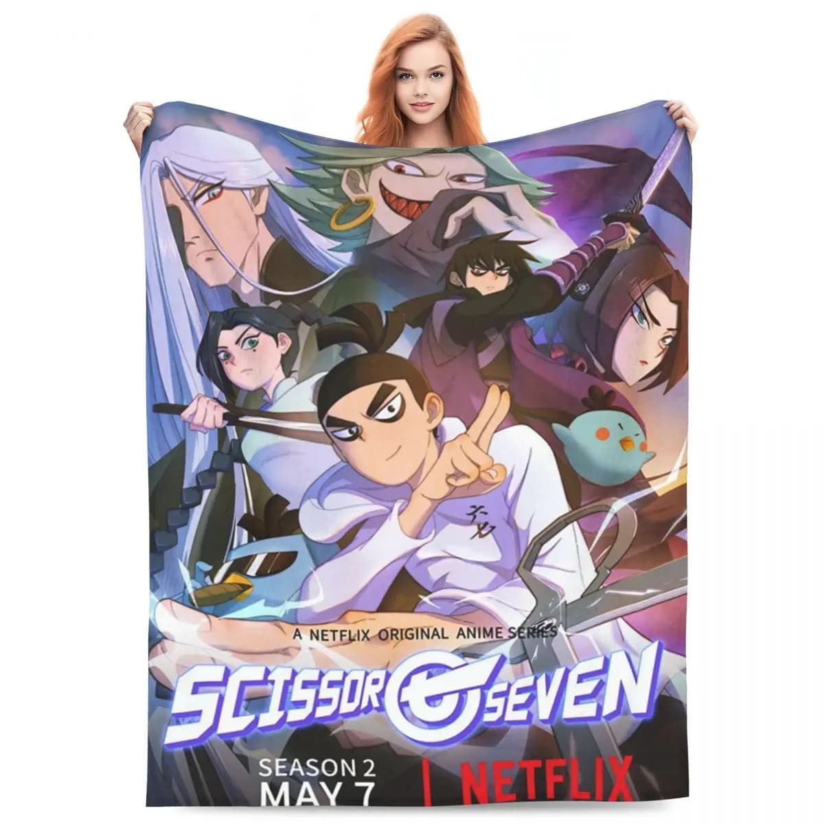 Scissor Seven Action Manga Cartoon Blanket Flannel Throw Blanket Multi-function Throw Blankets for Home Bedroom Throws Bedspread