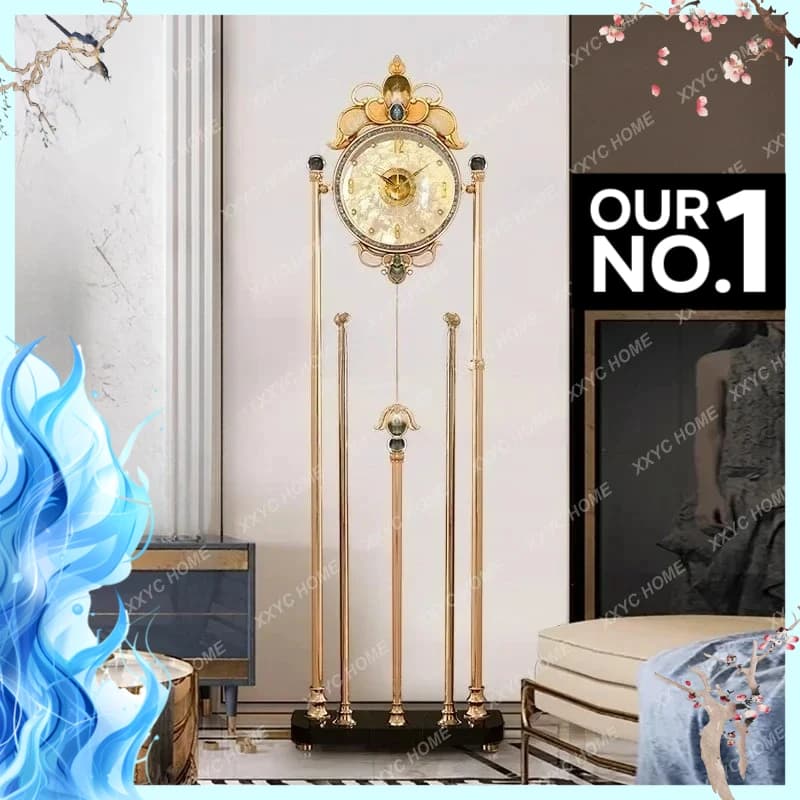 XX-SS Light Luxury High-end Household Living Room Floor Clock European High-end Atmospheric Pendulum, Large Clock