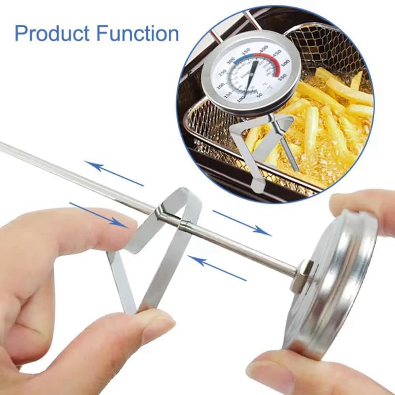 Termometro per olio Termometro per olio per caramelle per friggere, termometro per frittura con clip per pentola, sonda da 12 pollici -