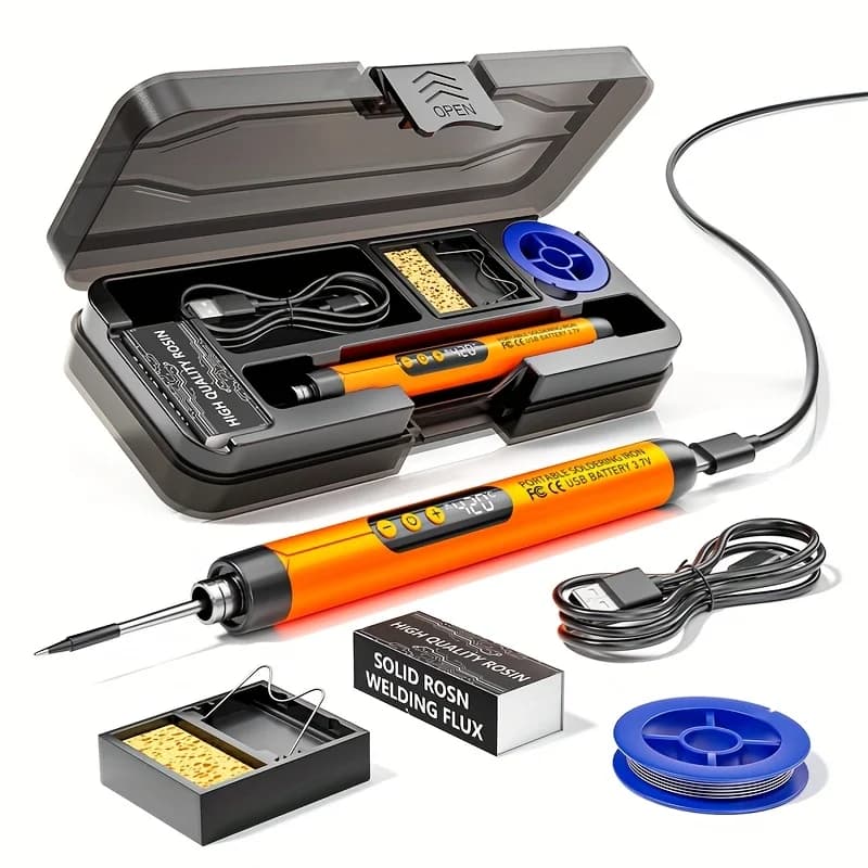 Saldatore USB 5V 8W, Set Saldatore Elettrico Senza Fili 300-450 ℃ Kit di Strumenti per Saldatura a Batteria con Temperatura Regolabile