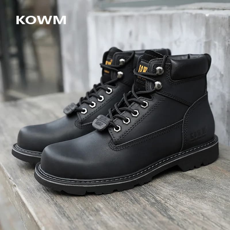 KOWM Scarpe da trekking in pelle di vacchetta da uomo Stivaletti da combattimento nel deserto impermeabili Stivali da moto Scarpe da ginnastica da viaggio Stivali da caccia tattici maschili