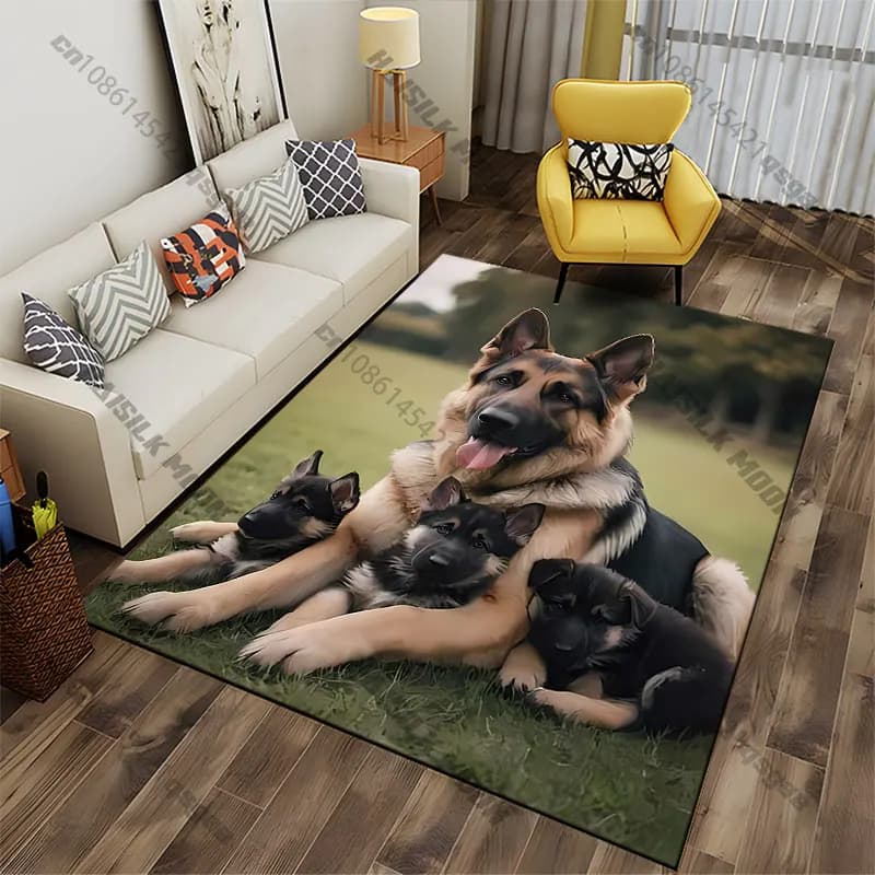 Carpet with dog and its adorable puppies, yoga mat, decoration for living room, baby kitten mat, tiger mat, game mat