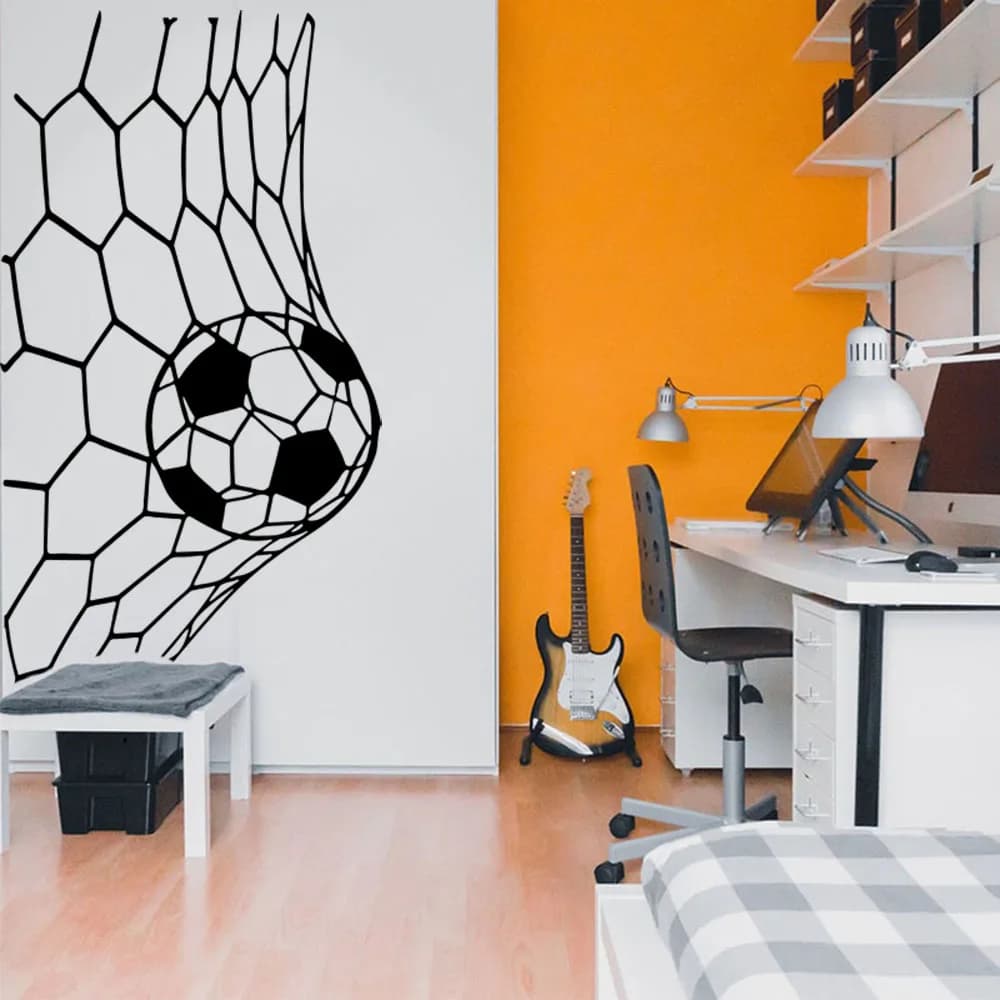 Grande adesivo da parete Soceer Goal Net Sala giochi Camera da letto Calcio Decalcomania da muro online Soggiorno Scuola Vinile Decorazioni per la casa