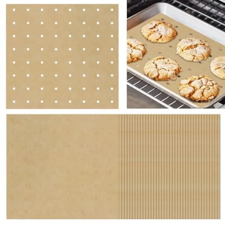 Fogli di carta da forno per friggitrice ad aria, 11 x 12, usa e getta, rettangolari, antiaderenti, per cottura al forno