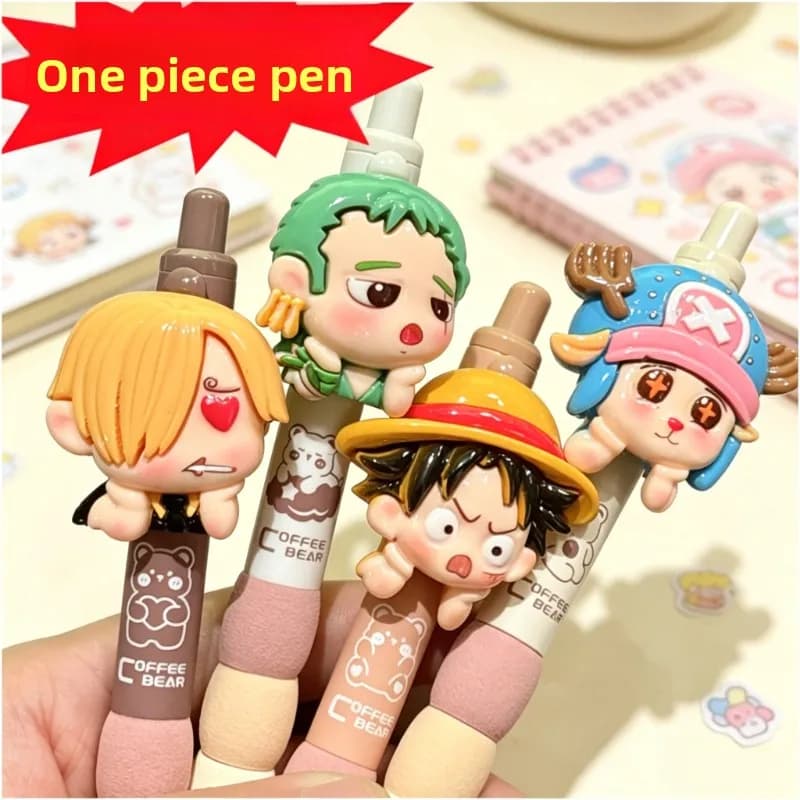 One Piece cartoon cute gel pen chibi figure two-dimensional sticker student retractable writing pen anime merchandise wholesale