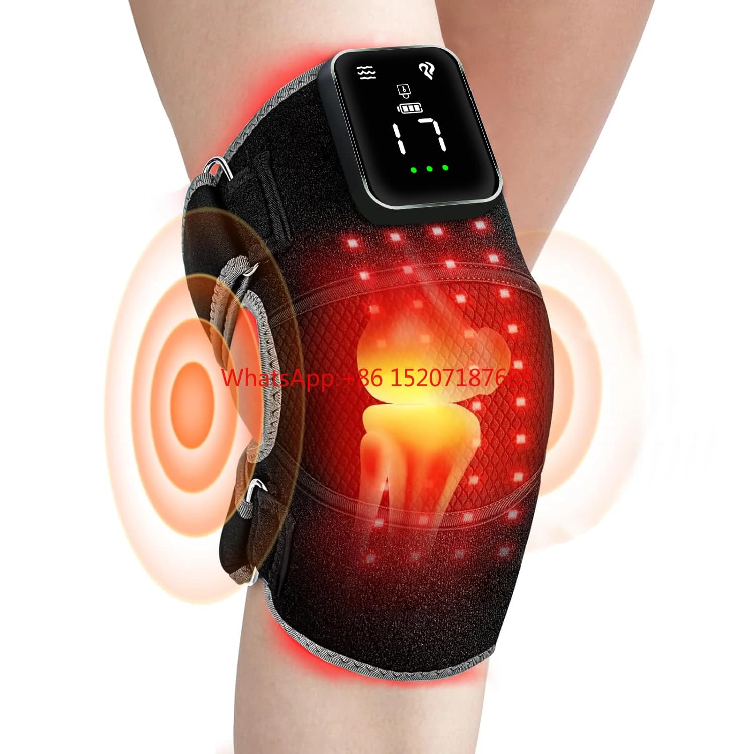Massaggiatore per ginocchiera con vibrazione per terapia della luce rossa personalizzata con terapia di calore e luce rossa