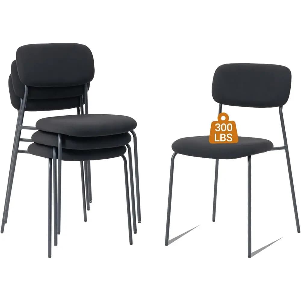 Sedie Impilabili Imbottite con Cuscino per Sale Conferenze, Sale Pausa, Hall - Nere