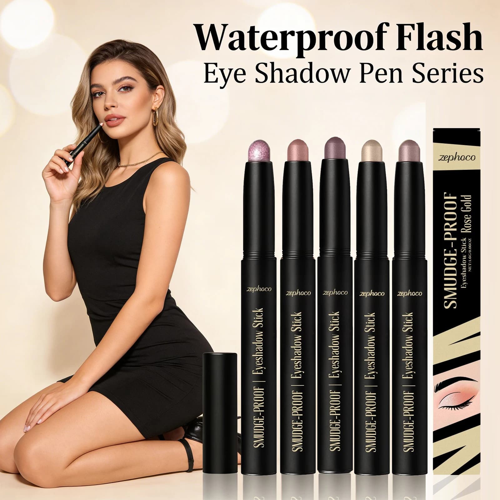Set di ombretti in stick multicolor shimmer: trucco occhi cremoso, liscio, altamente pigmentato e a lunga durata per principianti e look quotidiani
