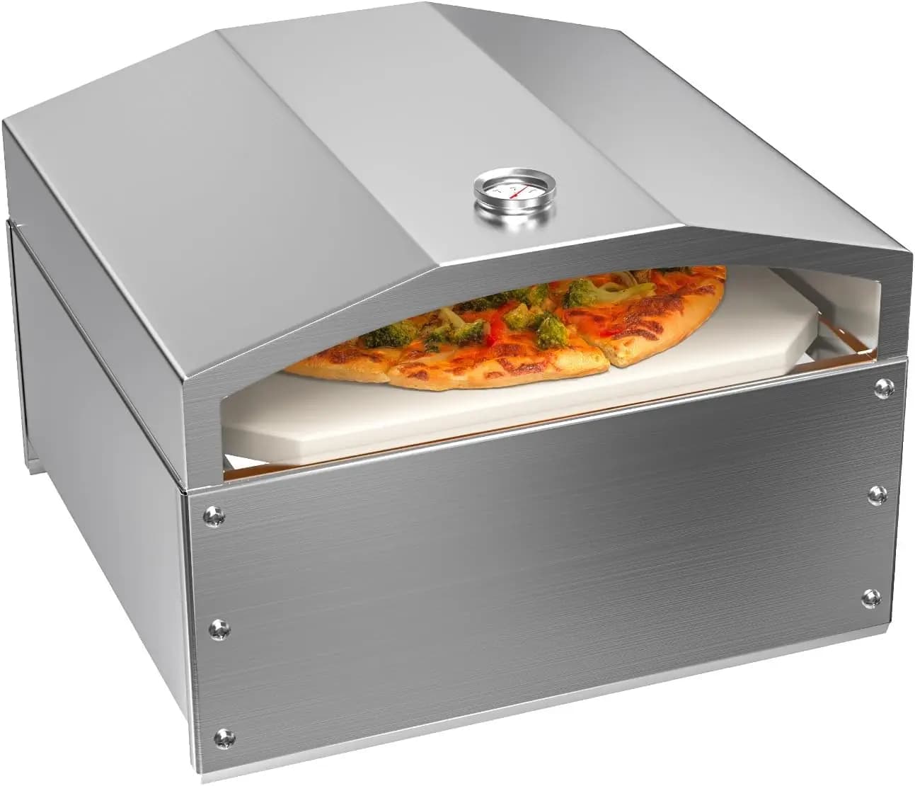 Forno per pizza al legna a pellet da esterno - Attacco per forno per pizza con griglia a pellet in acciaio inossidabile con pietra per pizza da 14 "per la maggior parte dei pellet Gr