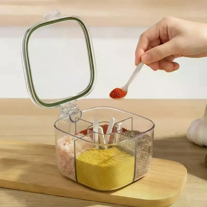 1 Set Multi Grid Multi-function Seasoning Storage Jar Glutamate Pepper Storage New Transparent Seasoning Box