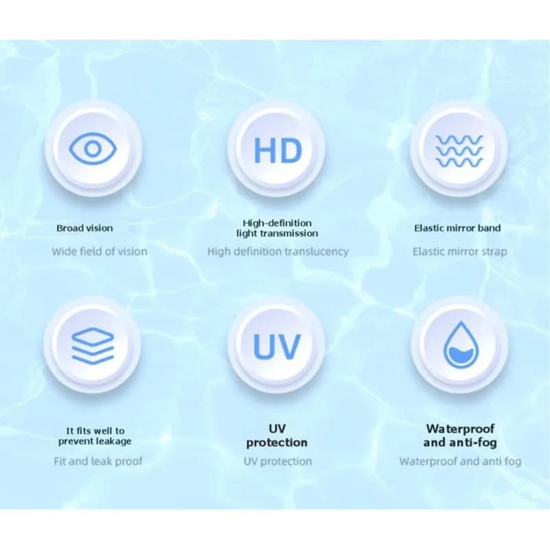 Occhialini da nuoto ABHS per bambini, occhialini da nuoto per bambini, facili da regolare, occhiali da nuoto anti-UV e antiappannamento per lezioni di nuoto