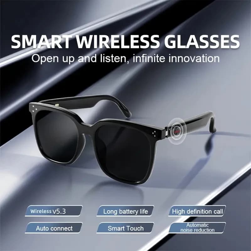 Fotocamera Occhiali intelligenti Chiamata Bluetooth Assistente vocale Ascolta musica Sport Occhiali da sole polarizzati Auricolari anti-blu Auricolare