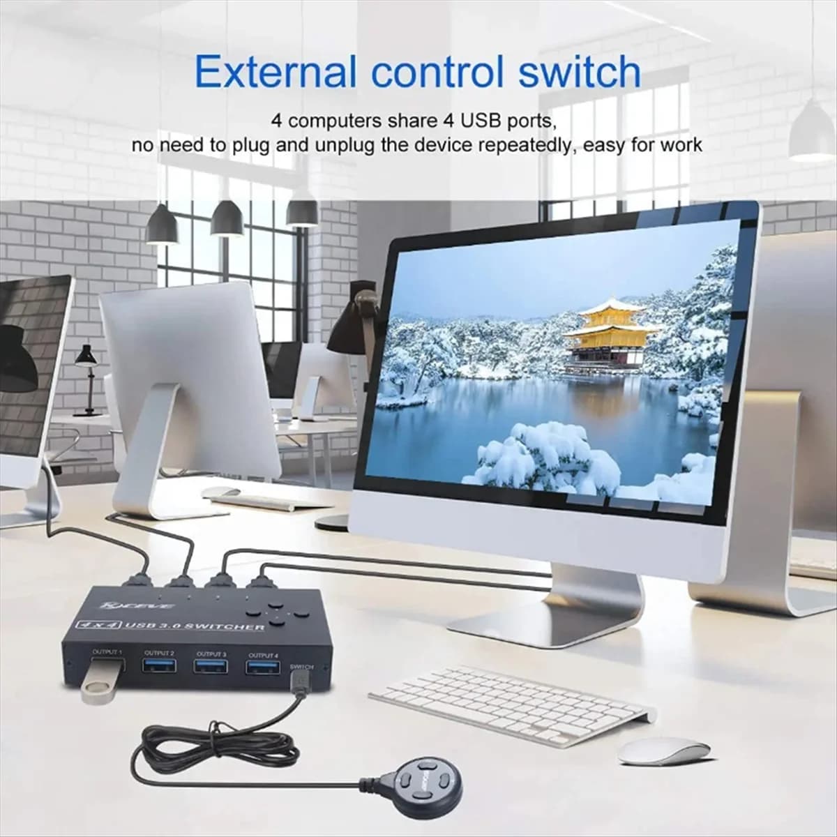 M85K New USB 3.0 Switcher KM Switch Selector 4 Computer Laptop PC Desktops Hub Splitter KVM for Pro Keyboard Mouse