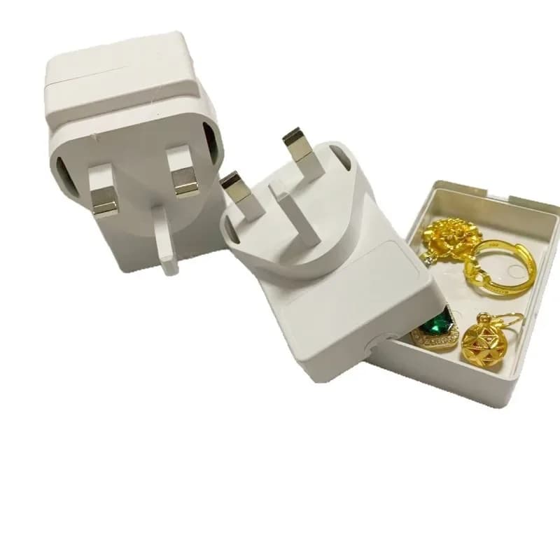 Camouflage Charger UK Plug Hidden Storage Box Phone Adapter Jewelry Case Secret Money Compartment Discreet Travel Safe Stash