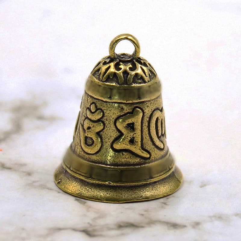 Tibetan Buddhism with Six Characters of Truth Mantra Brass Bell Charms Om Mani Pedme DIY Blessing Amulet Waist Hanging Jewelry