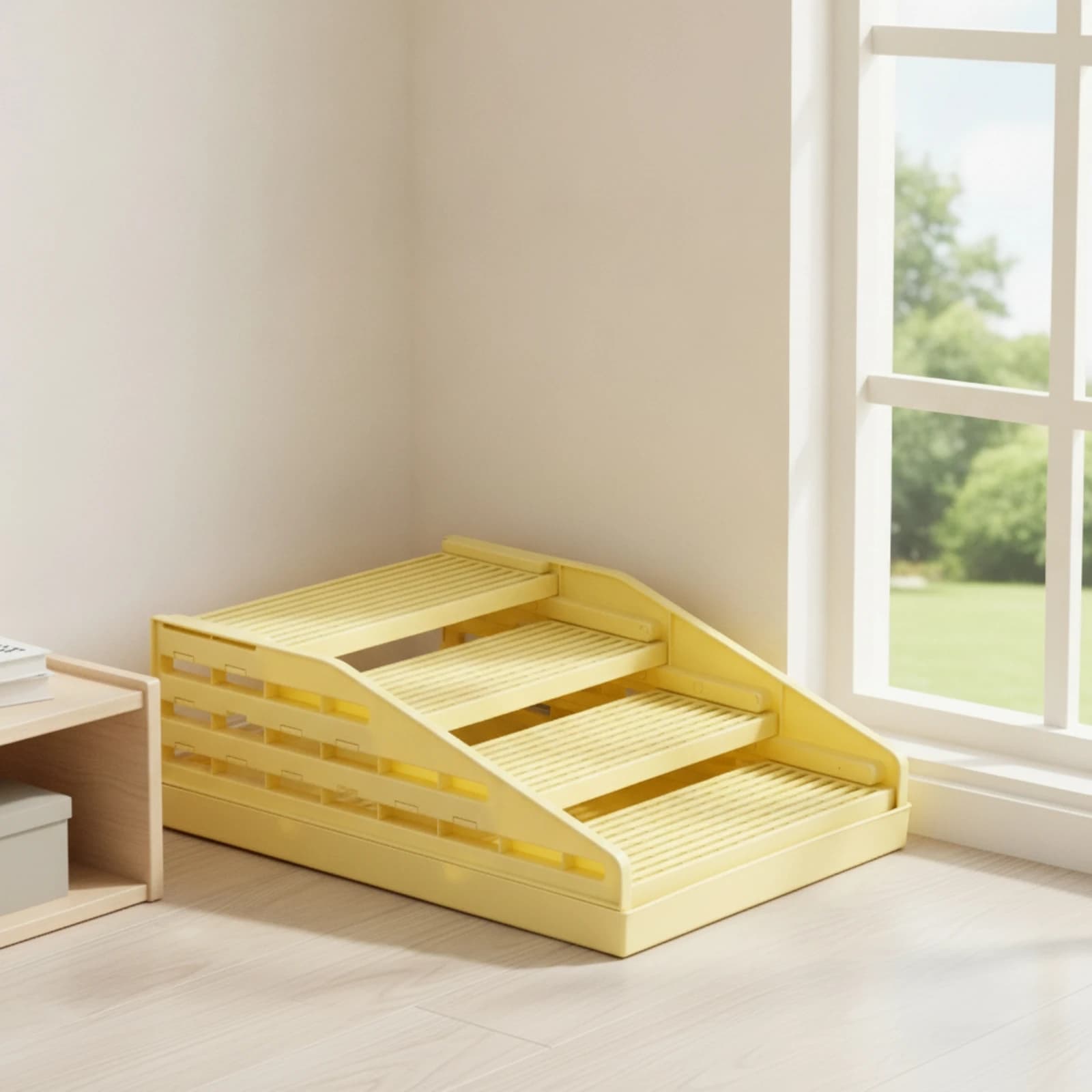 Litter Control Mat with Ramp Foldable Stepped Litter Ramp Washable Waterproof for Cats, Apartments