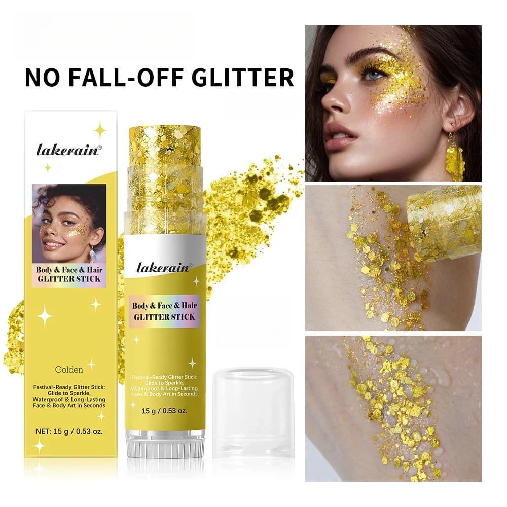 Evidenziatore in stick gel glitterato, ombretto rosa bianco perla con paillettes scintillanti, trucco illuminante viso e corpo per palcoscenico e uso quotidiano