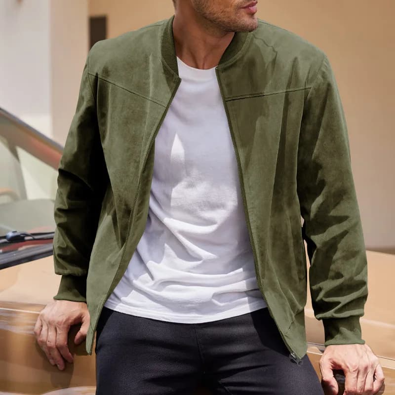 Nuova giacca bomber pilota autunnale per uomo Casual Plus Size Pelle scamosciata con cerniera Colletto rialzato Top Traf Giacca Cappotti Abbigliamento uomo