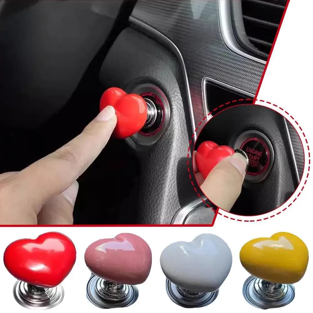 ​ ​ ​ ​ ​ ​ Adesivo decorativo per pulsante di avvio con un clic per auto a forma di cuore Adesivo decorativo per bilanciere Leva di arresto avviamento motore per auto Accessori per auto