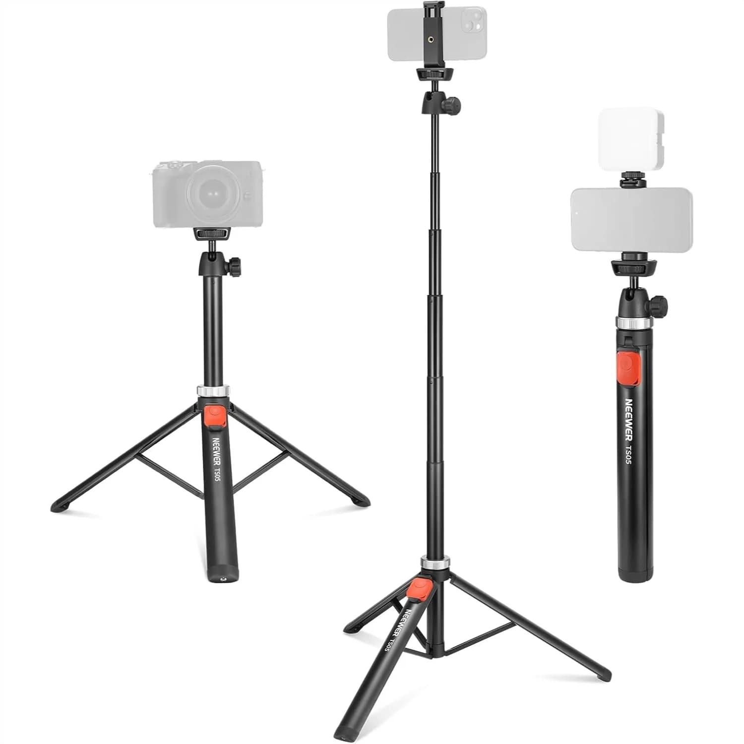 Treppiede per Cellulare e Fotocamera con Telecomando, Asta Selfie Portatile in Metallo da 159 cm per Registrazione Video e Vlog