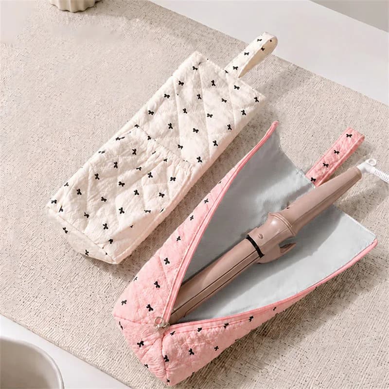 Heat Resistant Curling Iron Storage Bag Anti-scald Insulated Flat Iron Curling Wand Organizer Bag With Power Cord Side Pocket