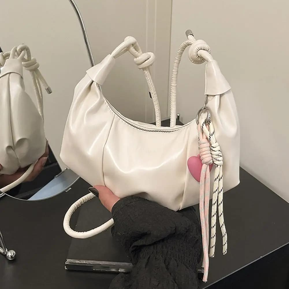 2026 Women's Crescent Shoulder Bag Elegant PU Leather Handbag Trendy Crossbody Purse Minimalist Chic Daily Evening Bag
