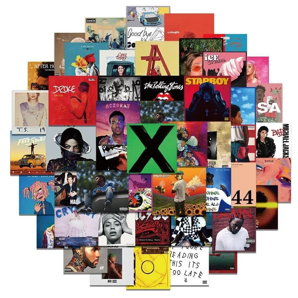 55 adesivi per copertina album artisti cantanti per bagagli, custodia per telefono, laptop, notebook, decalcomanie, regalo per bambini