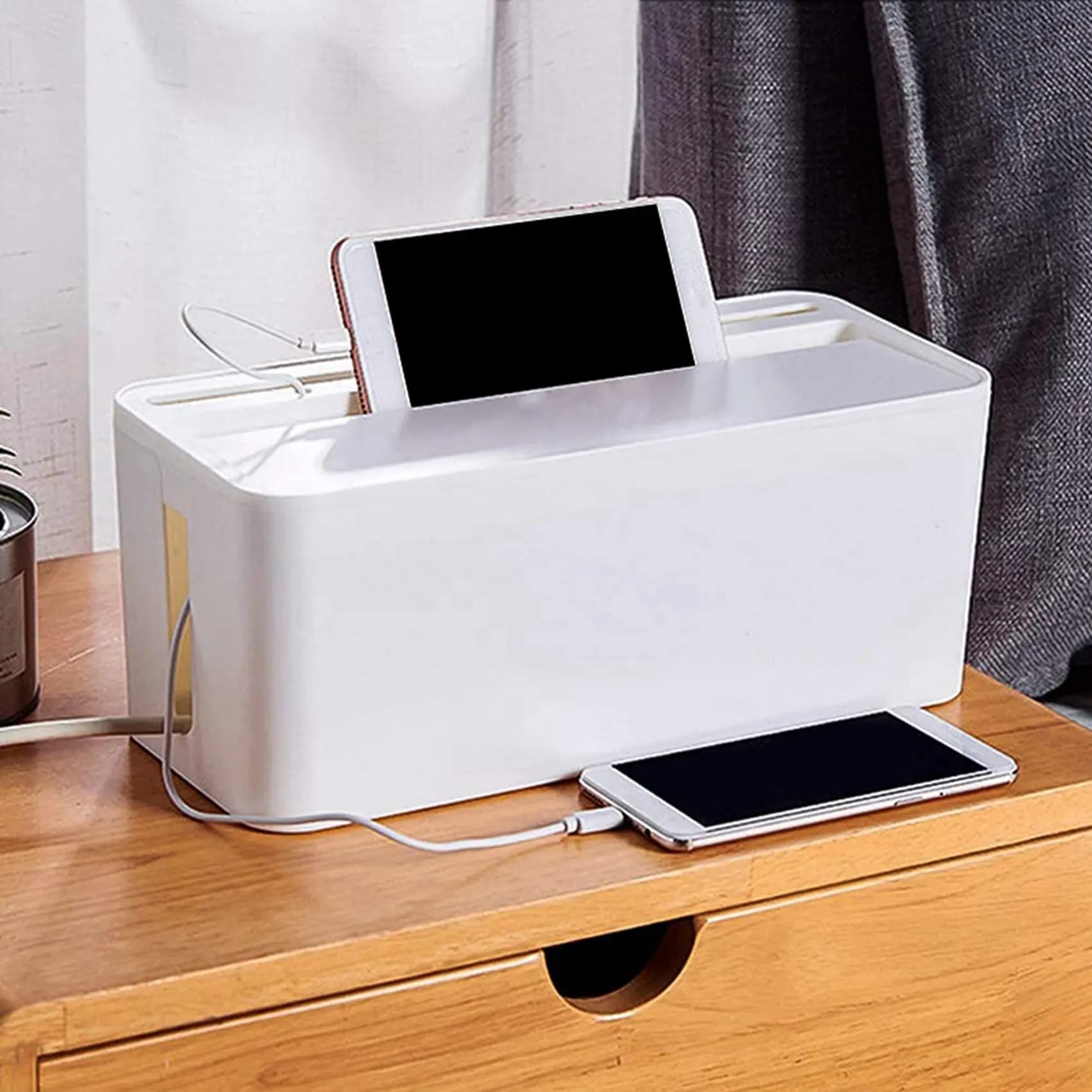 AA05 2X Scatola per Gestione Cavi, Organizzatore Cavi in ABS, Nascondi Cavi, per Cavi di Alimentazione Computer, Cavi Router, Multipresa Sotto Scrivania