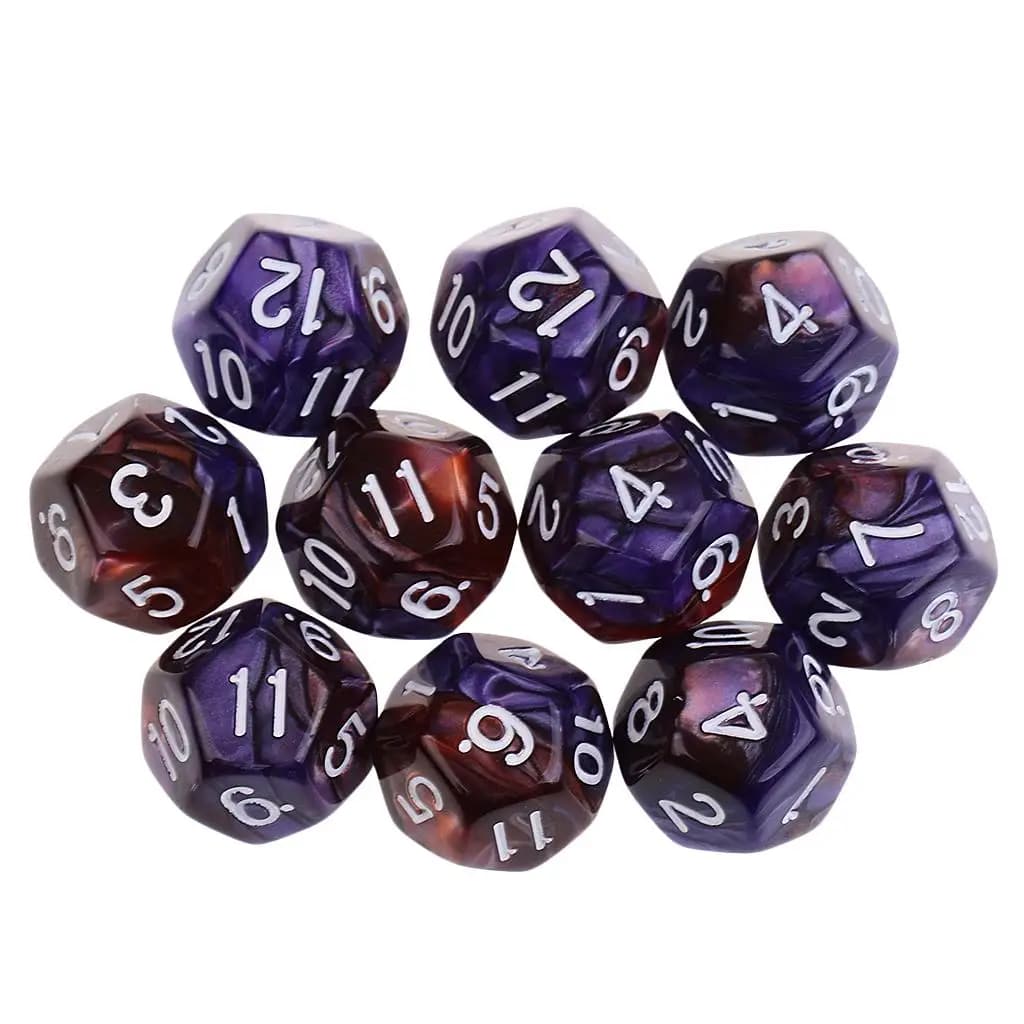 Set di dadi da 10 pezzi a 12 facce D12 Dadi poliedrici per giochi da tavolo per feste di Dungeons and Dragons