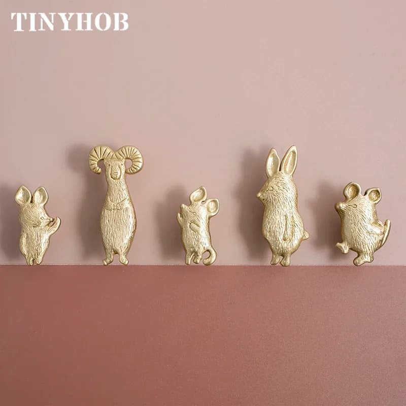 Varie forme di animali Manopole Ottone Manopole per porte della camera dei bambini Belle maniglie per armadi Maniglie per cassetti dell'armadio Accessori Mobili