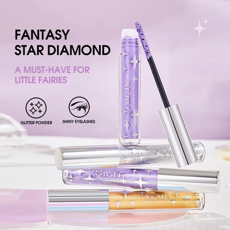 QICIY Shimmer Mascara – Volumizzante, Allungante e Incurvante, Resistente alle sbavature, Lunga Durata, Aggiunge Brillantezza alle Ciglia