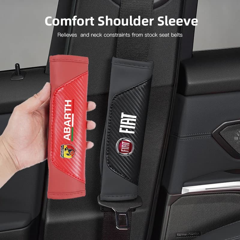 Auto Cintura di Sicurezza Spalla Copertura In Fibra di Carbonio Imbottitura Protettiva Per Fiat Abarth 500e Panda Tipo FR Argo Freemont Viaggio Bravo Punto