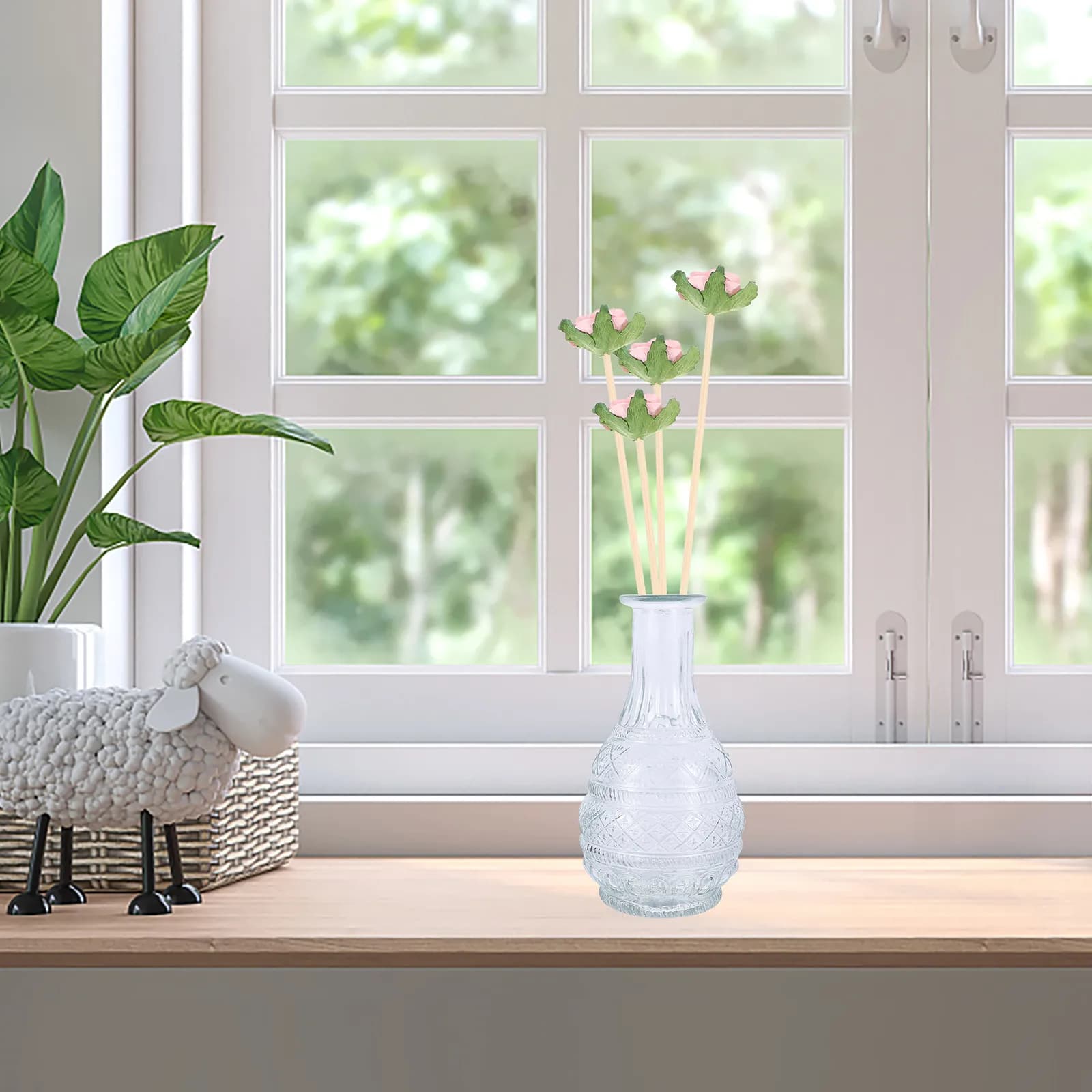 10 Pezzi Bastoncini in Rattan per Diffusore di Aromi, Fiori di Rosa, Bastoncini Profumati per Casa, Ufficio, Matrimoni, Diffusore di Oli Essenziali