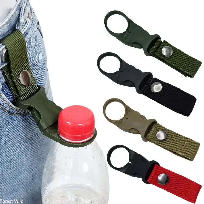 Buckle Hook Water Bottle Holder Clip Climbing Carabiner Belt Backpack Hanger Nylon Webbing Multifunctional Outdoor Accessory