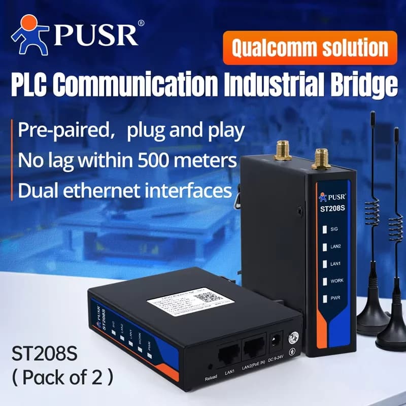 PUSR Industriale 2.4GHZ Punto a Punto 500m Ponte Wireless WiFi AP Ripetitore Router per PLC Qualcomm Plug and Play 2-Pack ST208s