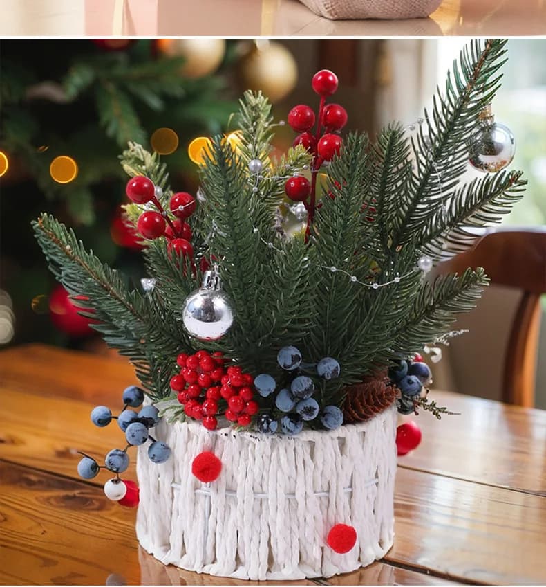 Christmas Tree Festival Office Window Board Ornaments Simulation Flower Jars Artificial Green Plants New Year's Decoration Gift