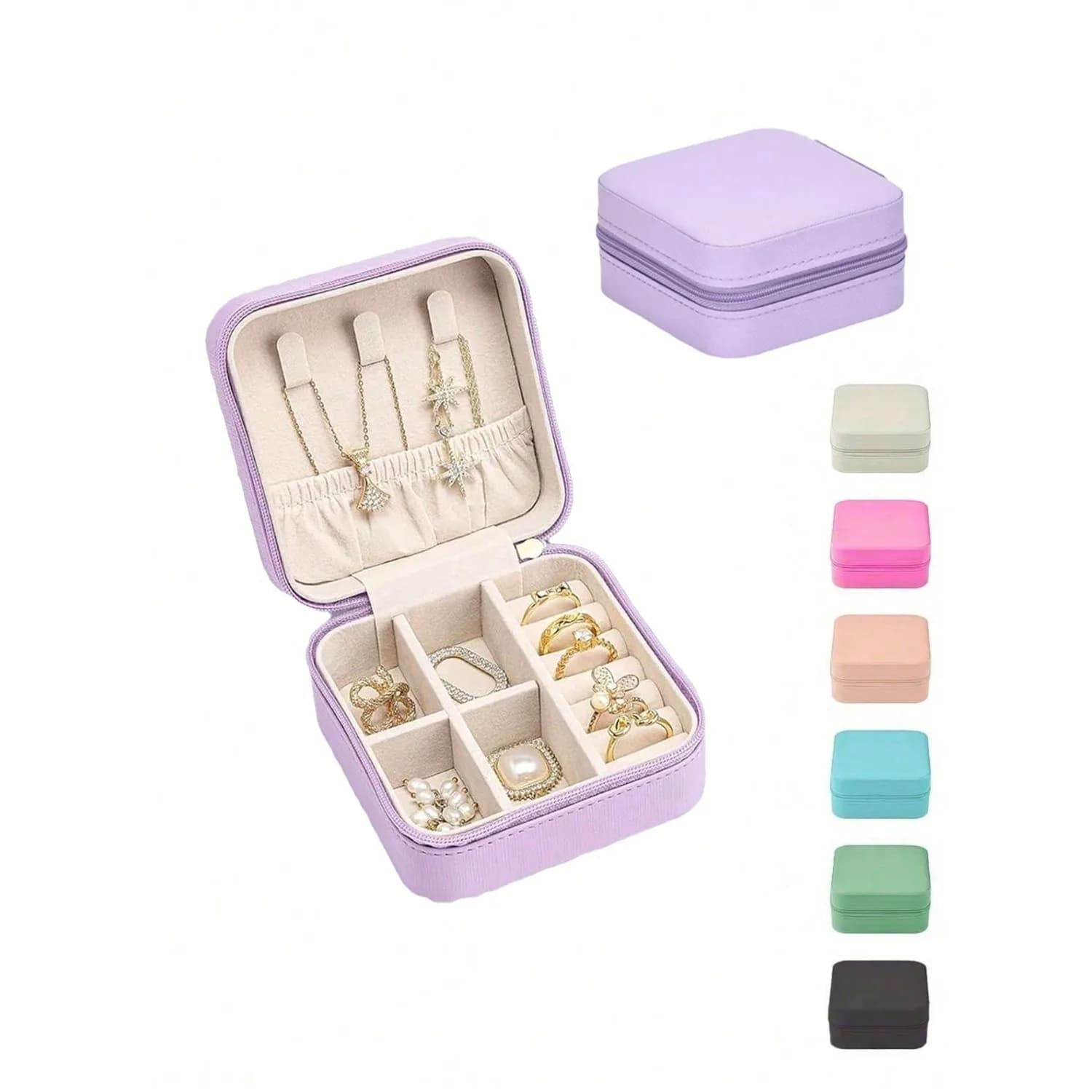 1 custodia da viaggio chic in similpelle, mini organizer impermeabile per gioielli, anelli, orecchini e collane, portatile e antipolvere