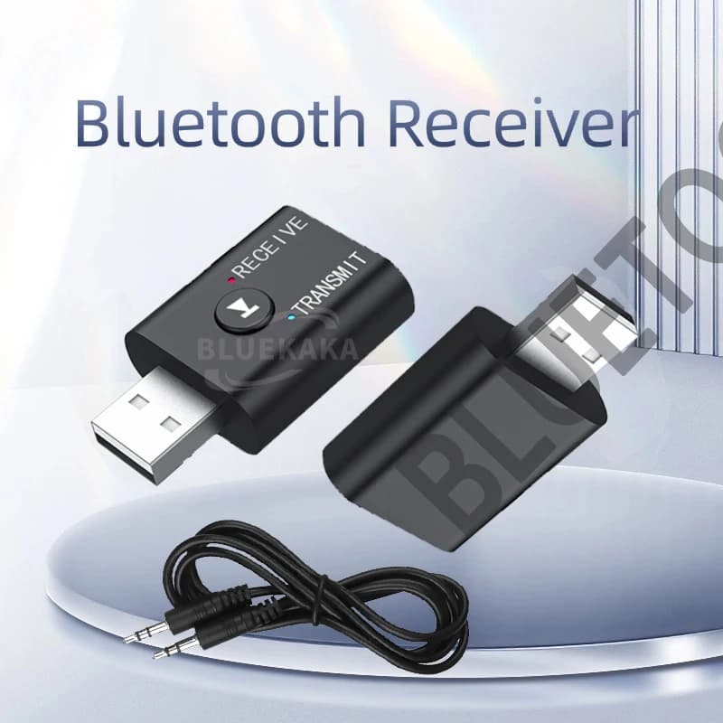 Nuovi aggiornamenti Adattatore Bluetooth wireless USB 3.5mm AUX USB Dongle Jack 2 in 1 Ricevitore trasmettitore audio con microfono Musica stereo per PC Kit auto TV