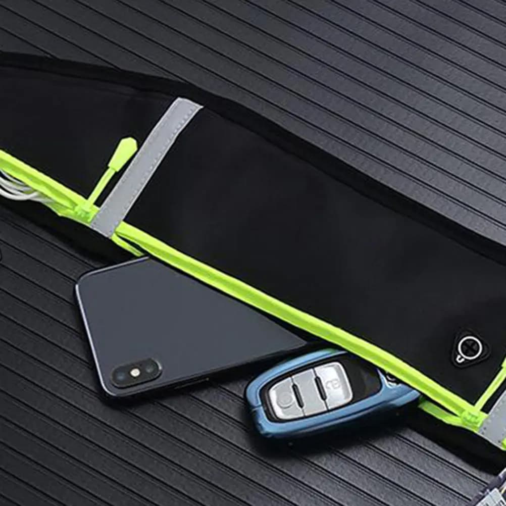 Black Ultra-Slim Racer with Reflective Strips, Adjustable Belt, Waterproof, for Sports, Fitness, Travel & Hiking
