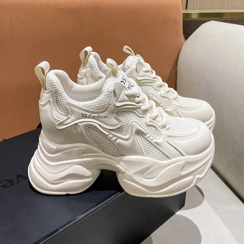 Sneakers with Women's Wedge, New Spring and Summer Shoes with thick sole, Fashion and Versatile, Breathable and Casual