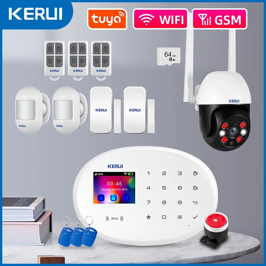 KERUI WIFI 2G GSM Sistema di sicurezza allarme W202 Allarme domestico con elettrodomestico Tuya Smart APP Supporto Alexa Protezione di sicurezza