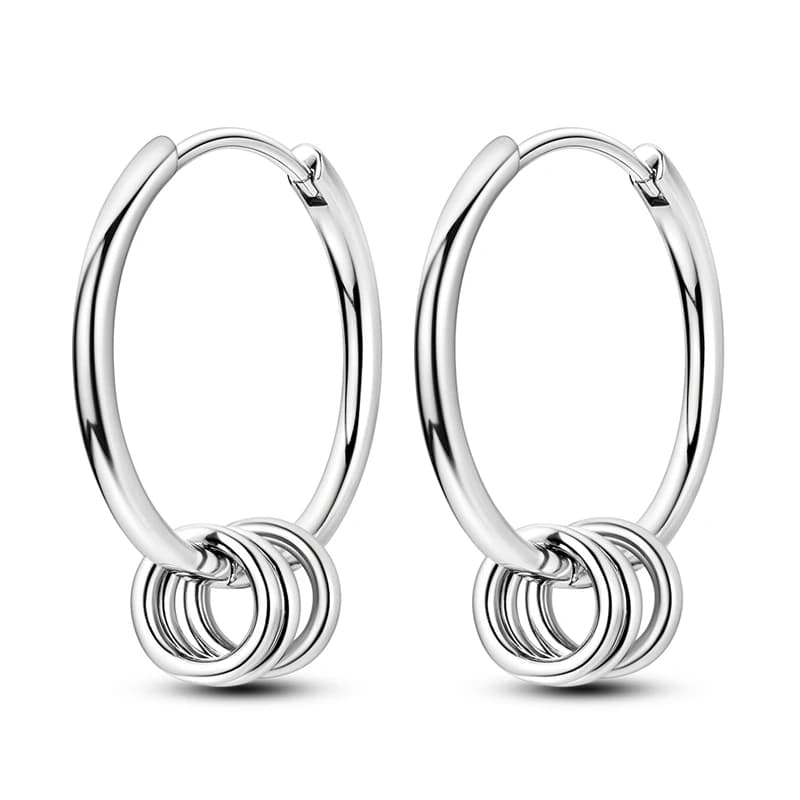925 Sterling Silver Earrings Women Sparkling Solid Three Circle Drop Earring For Anniversary Wedding Jewelry Gifts