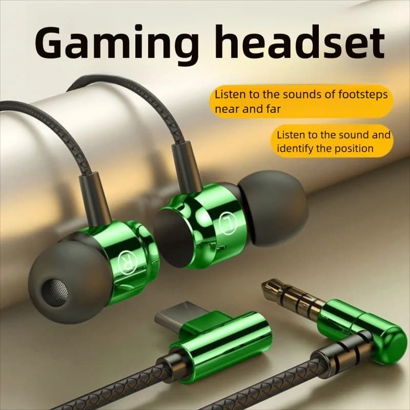 For Samsung 90° Jack Wired Gaming Headset HiFi Surround Sound With Mic Type C 3.5mm Music Headphones For Galaxy S26 25 iPhone 17