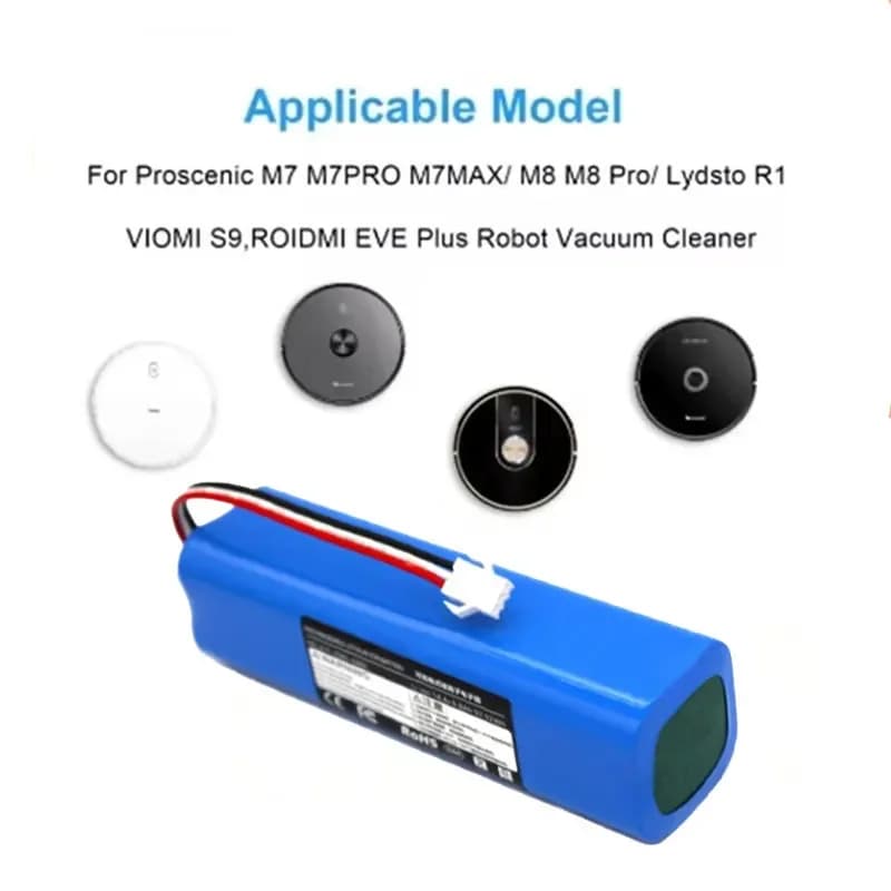 Batteria al litio 2P4S da 14,4 V 5200 mAh (batteria per aspirapolvere robot) per Xiaomi Yunmi S9, Ruimi R1, Roidmi Eve Plus (compatibile con 14,8 V)